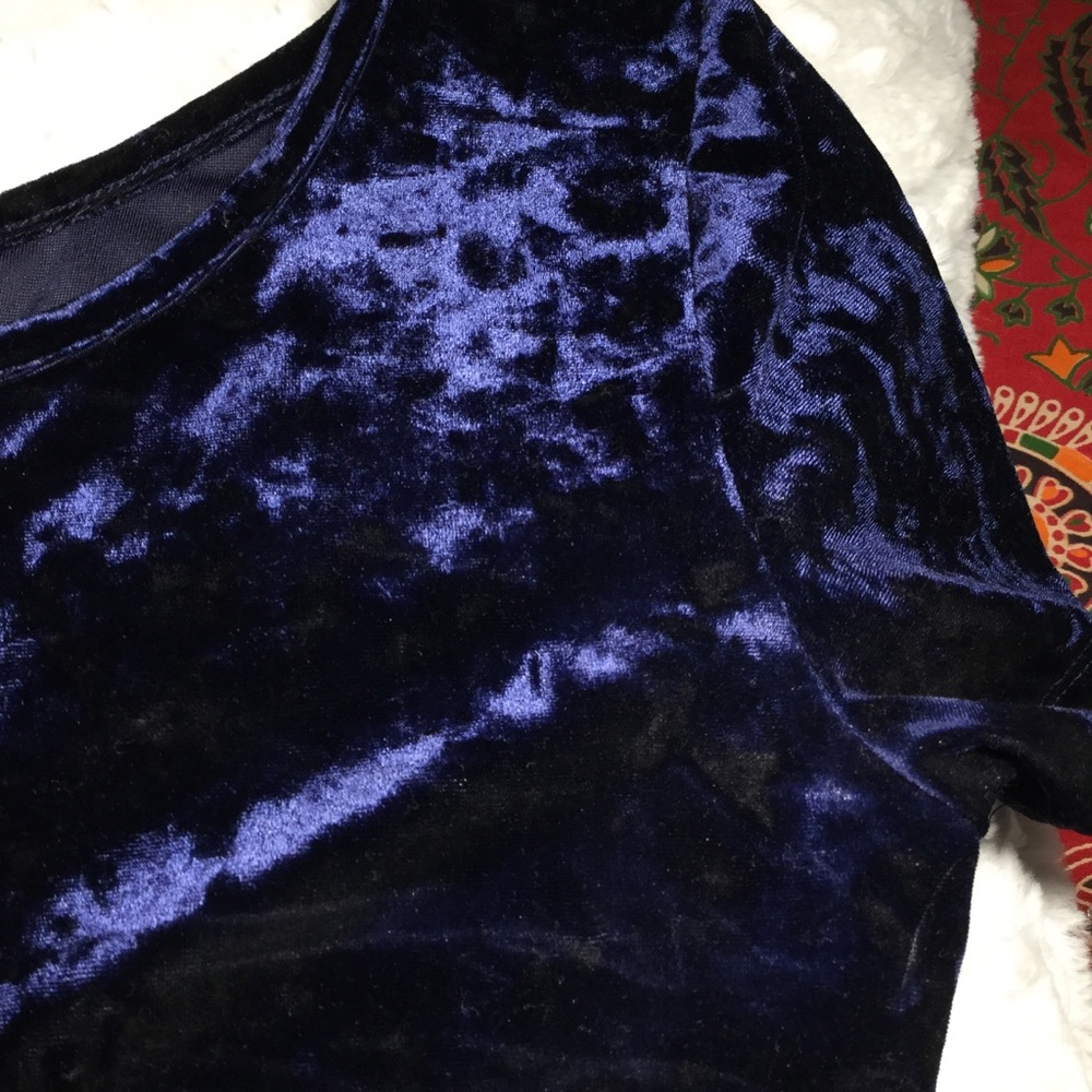 Dark Blue Velvet Crop Top